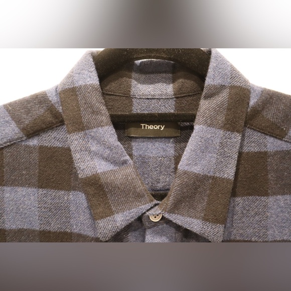 NWOT Theory Men’s Admiral Buffalo Check Flannel Long Sleeve Shirt - Picture 5 of 6